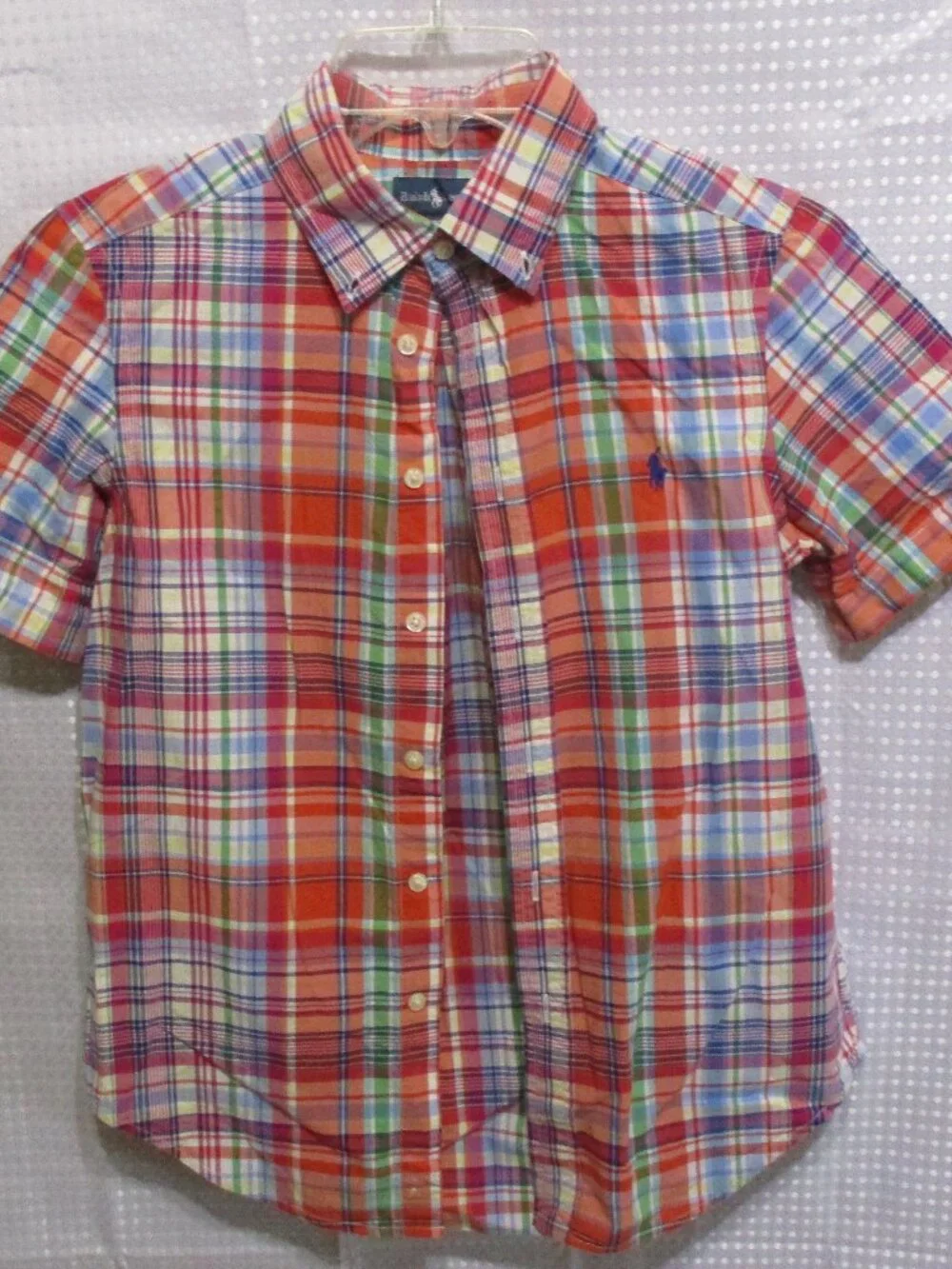 Ralph Lauren Multicolor Boy's Plaid Button Up Short Sleeve Dress Shirt  Sz. M
